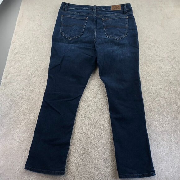 Lee Womens Jeans Size 14M Regular Fit Straight Leg Mid Rise Blue Denim Casual - Picture 15 of 15
